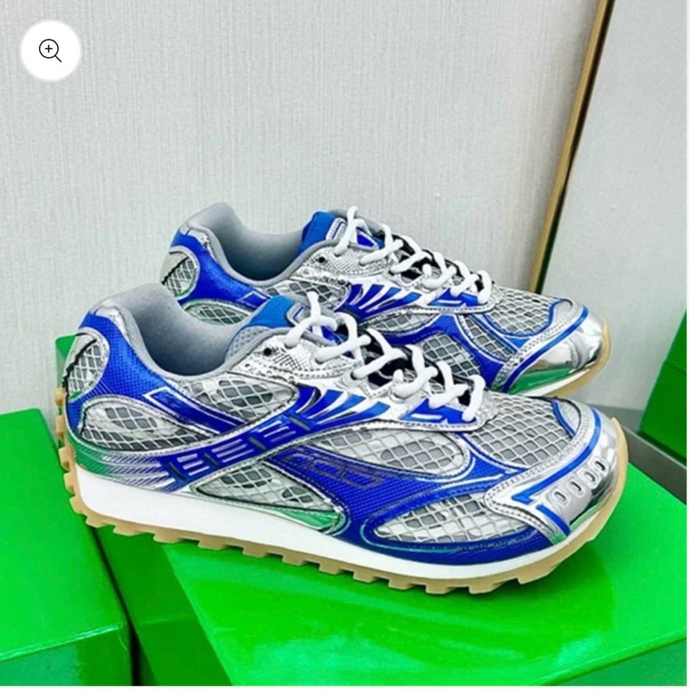 Bottega Veneta Blue and Silver Sneakers
